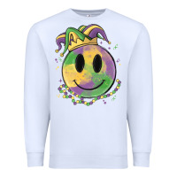 White smiley face mardi gras Premium Sweatshirt - MaliasSmallBusiness