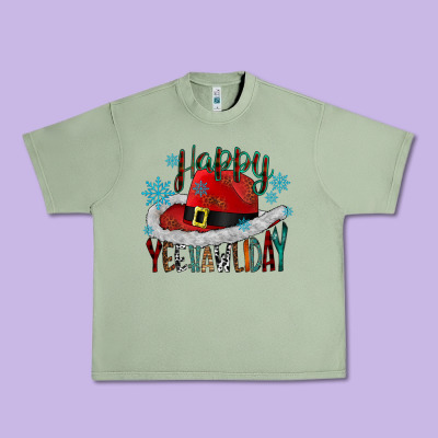 Happy Yeehawliday Urban Heavy Tee Designed By Cowhidedigitalart