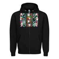 Black baseball serape cowhide turquoise leopard glitter  brushstrokes Zipper Hoodie - Artiststas