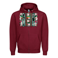 Burgundy baseball serape cowhide turquoise leopard glitter  brushstrokes Zipper Hoodie - Artiststas