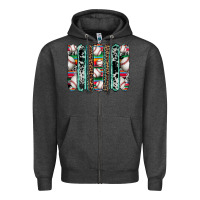 Charcoal Heather baseball serape cowhide turquoise leopard glitter  brushstrokes Zipper Hoodie - Artiststas