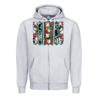 Heather Grey baseball serape cowhide turquoise leopard glitter  brushstrokes Zipper Hoodie - Artiststas