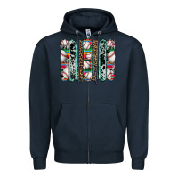 Navy baseball serape cowhide turquoise leopard glitter  brushstrokes Zipper Hoodie - Artiststas