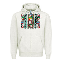 Oatmeal Heather baseball serape cowhide turquoise leopard glitter  brushstrokes Zipper Hoodie - Artiststas