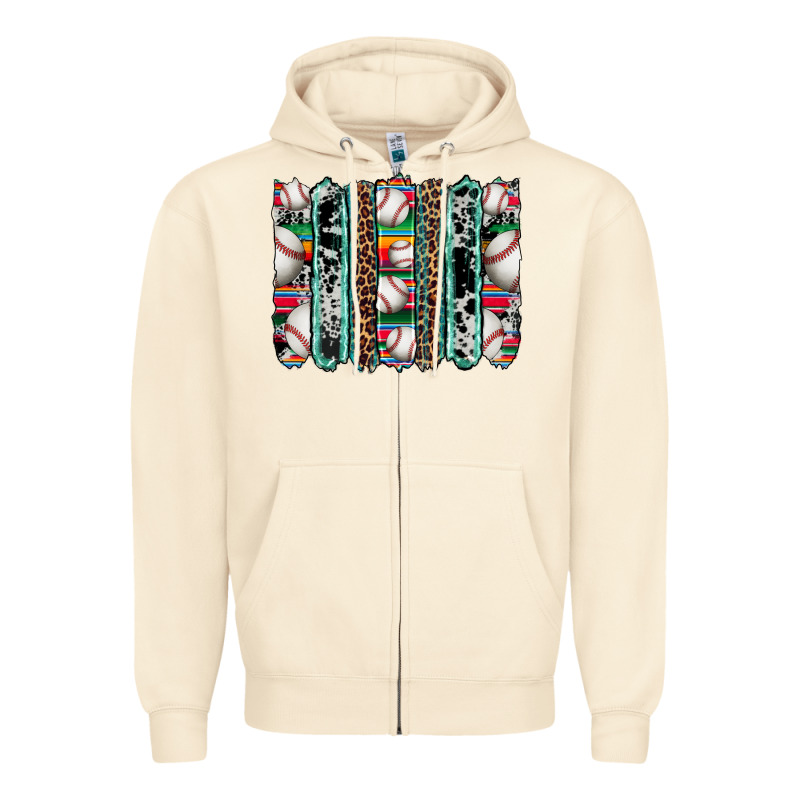 Baseball Serape Cowhide Turquoise Leopard Glitter  Brushstrokes Zipper Hoodie by Artiststas | Teevron