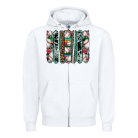 White baseball serape cowhide turquoise leopard glitter  brushstrokes Zipper Hoodie - Artiststas