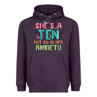 Plum she's a ten but so is her anxiety Heavyweight Hoodie - MaliasSmallBusiness
