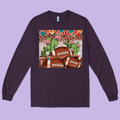 Football Leopard Cactus Long Sleeve Tee Designed By Jahusdesignshop