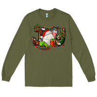Army Green joy with volleyball and santa's hat Long Sleeve Tee - AdoDesignShop