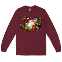 Burgundy joy with volleyball and santa's hat Long Sleeve Tee - AdoDesignShop
