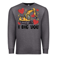 Charcoal Heather i dig you valentines excavator Premium Sweatshirt - MaliasSmallBusiness