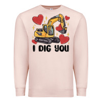 Pale Pink i dig you valentines excavator Premium Sweatshirt - MaliasSmallBusiness