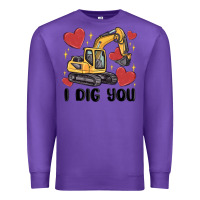 Purple i dig you valentines excavator Premium Sweatshirt - MaliasSmallBusiness