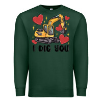 Sports Green i dig you valentines excavator Premium Sweatshirt - MaliasSmallBusiness