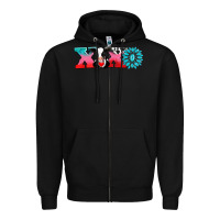 Black xoxo with cow Zipper Hoodie - AdoDesignShop