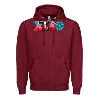 Burgundy xoxo with cow Zipper Hoodie - AdoDesignShop