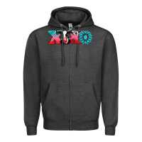 Charcoal Heather xoxo with cow Zipper Hoodie - AdoDesignShop