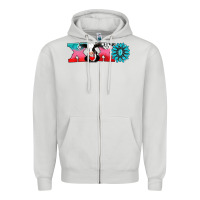 Dove Grey xoxo with cow Zipper Hoodie - AdoDesignShop