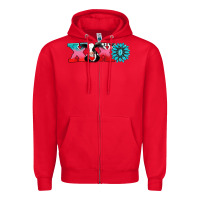 Red xoxo with cow Zipper Hoodie - AdoDesignShop