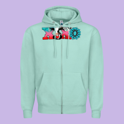Xoxo With Cow Zipper Hoodie Designed By Adodesignshop