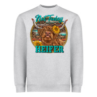 Heather Grey Highland Heifer Western Heavyweight Sweatshirt - RanaPortraitStore