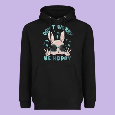 Don't Worry Be Hoppy Heavyweight Hoodie Designed By Maliassmallbusiness