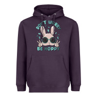 Plum don't worry be hoppy Heavyweight Hoodie - MaliasSmallBusiness