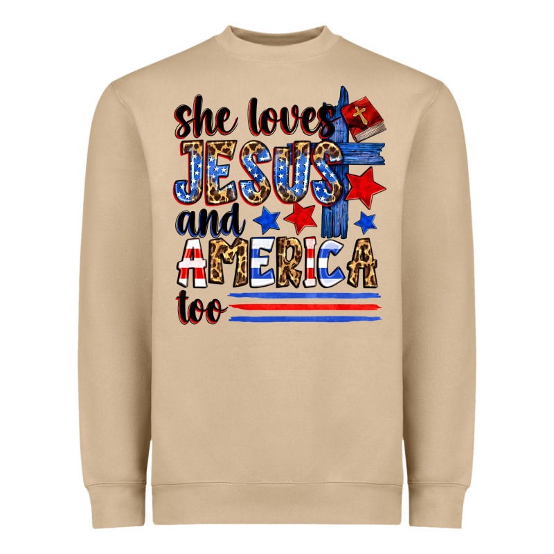 She Loves Jesus And America Too Heavyweight Sweatshirt by Zillion Design Studio | Teevron