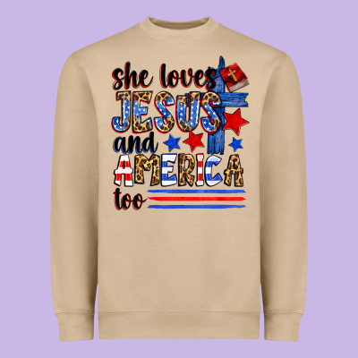 She Loves Jesus And America Too Heavyweight Sweatshirt Designed By Zillion Design Studio