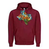 Burgundy western texas map Zipper Hoodie - AdoDesignShop