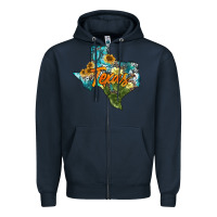 Navy western texas map Zipper Hoodie - AdoDesignShop