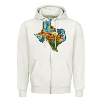 Oatmeal Heather western texas map Zipper Hoodie - AdoDesignShop