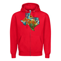 Red western texas map Zipper Hoodie - AdoDesignShop