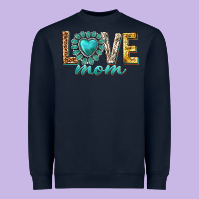 Love Mom Western Heavyweight Sweatshirt Designed By Texasbilliewilder