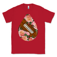Red american football and western roses teardrop Classic Tee - BundleAndBundleShop