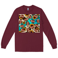 Burgundy football turquoise sunflower Long Sleeve Tee - JahusDesignShop