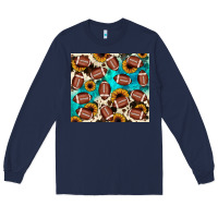 Navy football turquoise sunflower Long Sleeve Tee - JahusDesignShop