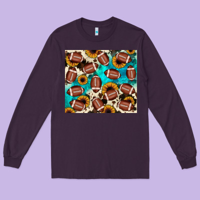Football Turquoise Sunflower Long Sleeve Tee Designed By Jahusdesignshop