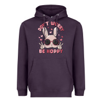 Plum don't worry be hoppy Heavyweight Hoodie - MaliasSmallBusiness