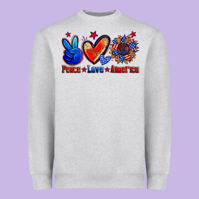Peace Love America Heavyweight Sweatshirt Designed By Zillion Design Studio