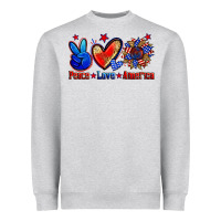 Heather Grey peace love america Heavyweight Sweatshirt - Zillion Design Studio