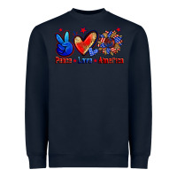 Navy peace love america Heavyweight Sweatshirt - Zillion Design Studio