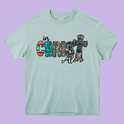 In Christ Alone Heavy Core Tee Designed By Racoondesign