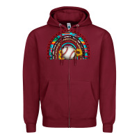 Burgundy baseball rainbow Zipper Hoodie - Artiststas