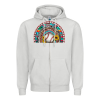 Dove Grey baseball rainbow Zipper Hoodie - Artiststas