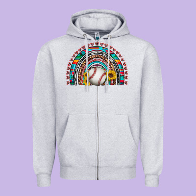 Baseball Rainbow Zipper Hoodie Designed By Artiststas