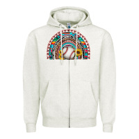 Oatmeal Heather baseball rainbow Zipper Hoodie - Artiststas
