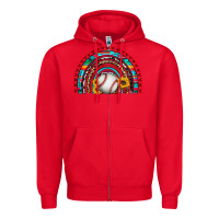 Red baseball rainbow Zipper Hoodie - Artiststas