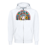White baseball rainbow Zipper Hoodie - Artiststas
