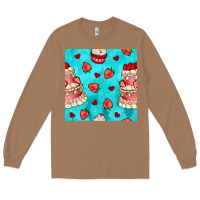 Toasted Coconut valentines day cake and strawberries seamless pattern Long Sleeve Tee - BundleAndBundleShop